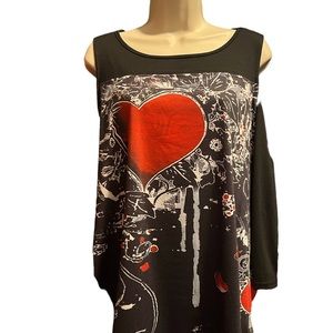 Cold shoulder long sleeve blouse. Size L.